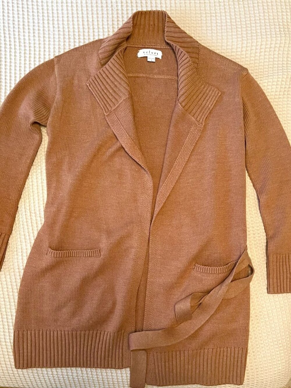 Velvet by Graham & Spencer-style chunky knit cardigan, Carmel Color, Size S
